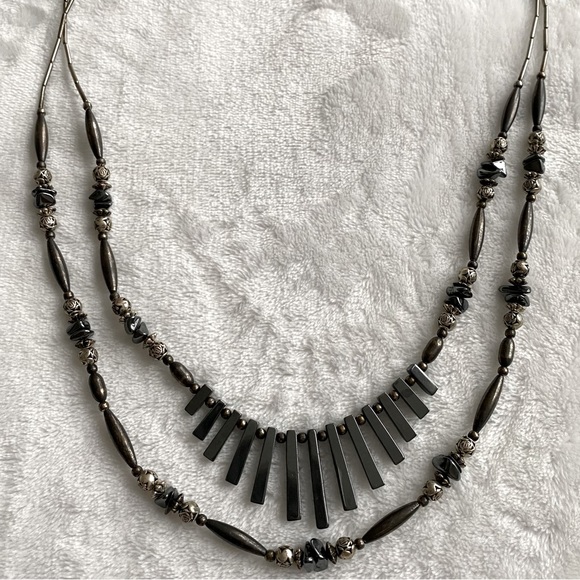 NEAT handmade black HEMATITE double strand NECKLACE - Picture 1 of 7